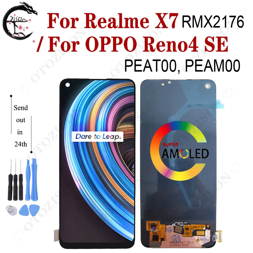 

6.4" For Realme X7 LCD RMX2176 Display Screen For OPPO Reno4 SE LCD Touch Digitizer Assembly Replacement PEAM00 PEAT00 Display