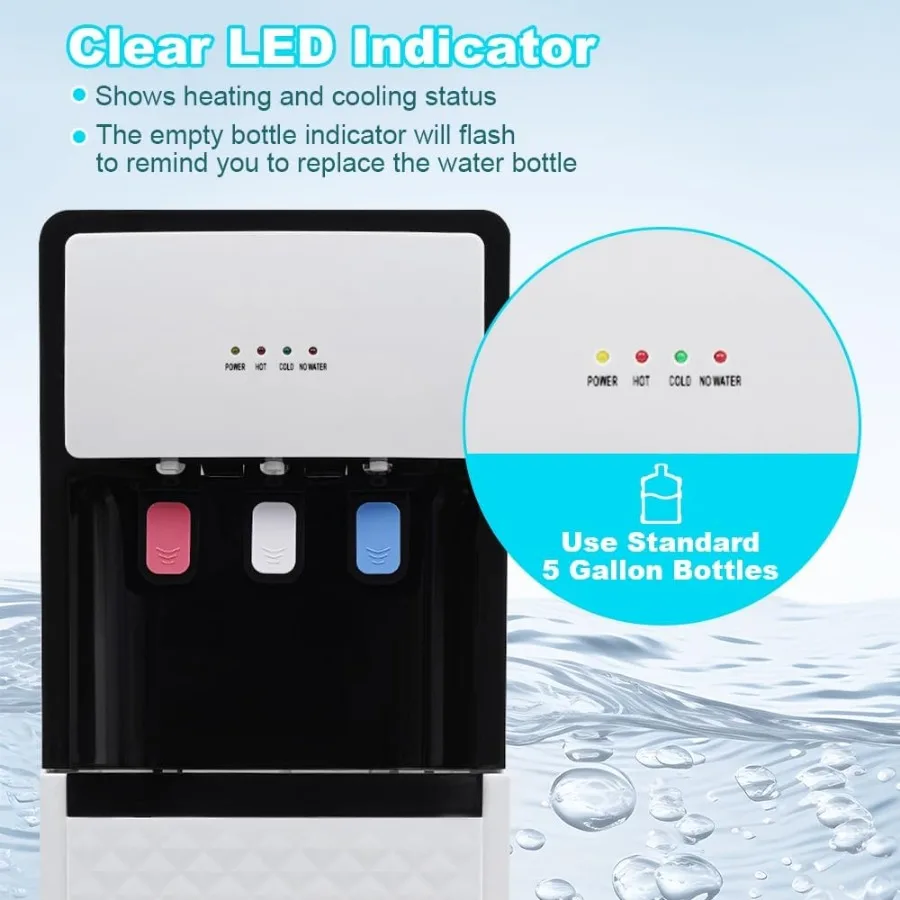 Диспенсер-кулер для воды с нижней загрузкой и 3-мя настройками температуры для горячей и холодной воды в помещении, идеально подходит для дома и из