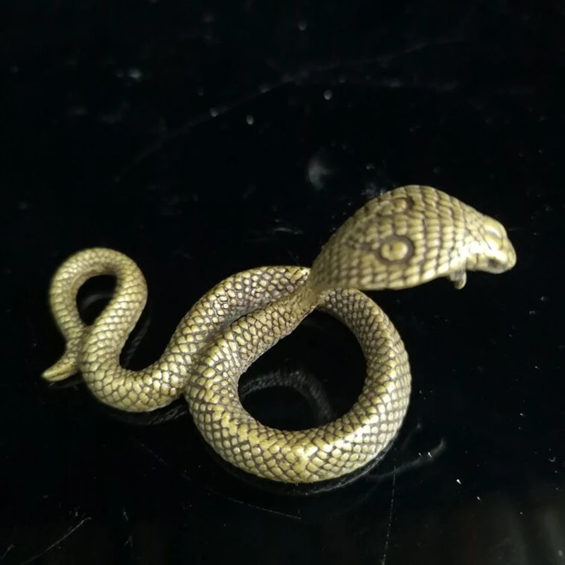 Cobra Ornament, Antique Brass Zodiac , Creative Compact Snake Decorative Craft