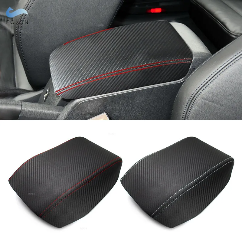 For VW Golf 6 MK6 2010- 2013 Microfiber Leather Carbon Fiber Texture Car Center Console Lid Armrest Box Cover Trim sticky type