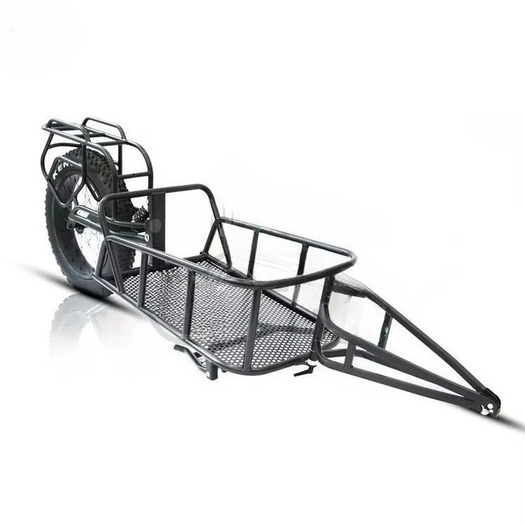 

Single Wheel Fat Tire Bicycle Freight Trailer Hunting Steel Frame Electric Bicycle Trailer With Suspension