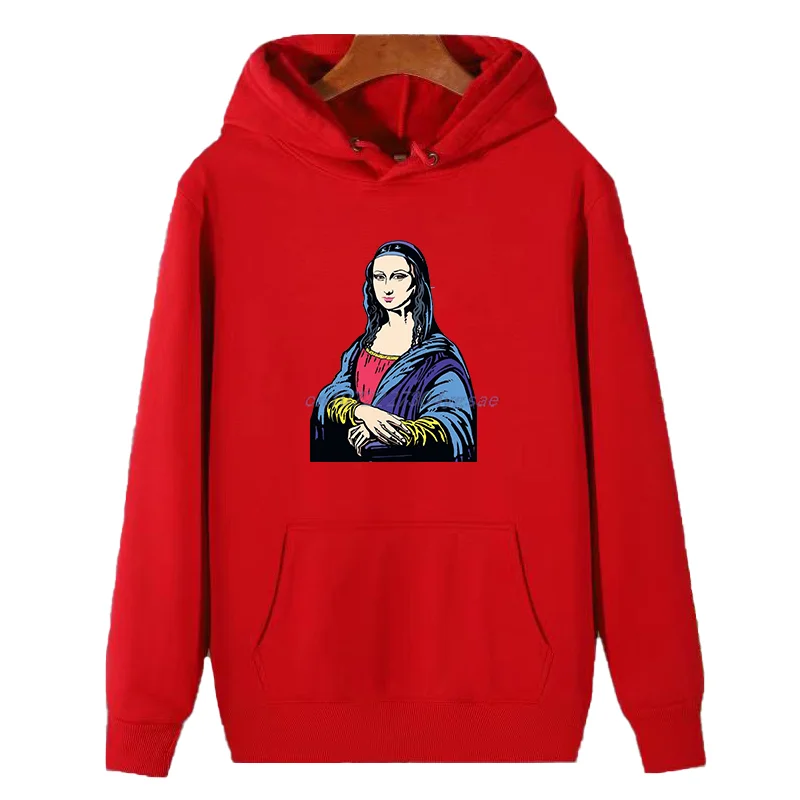 Mona Lisa Art Parody Fashion Winter Essentials Hoodie Hooded Sweatshirt Sweaters New In Sweatshirts Thick Sweater Man Hoodie