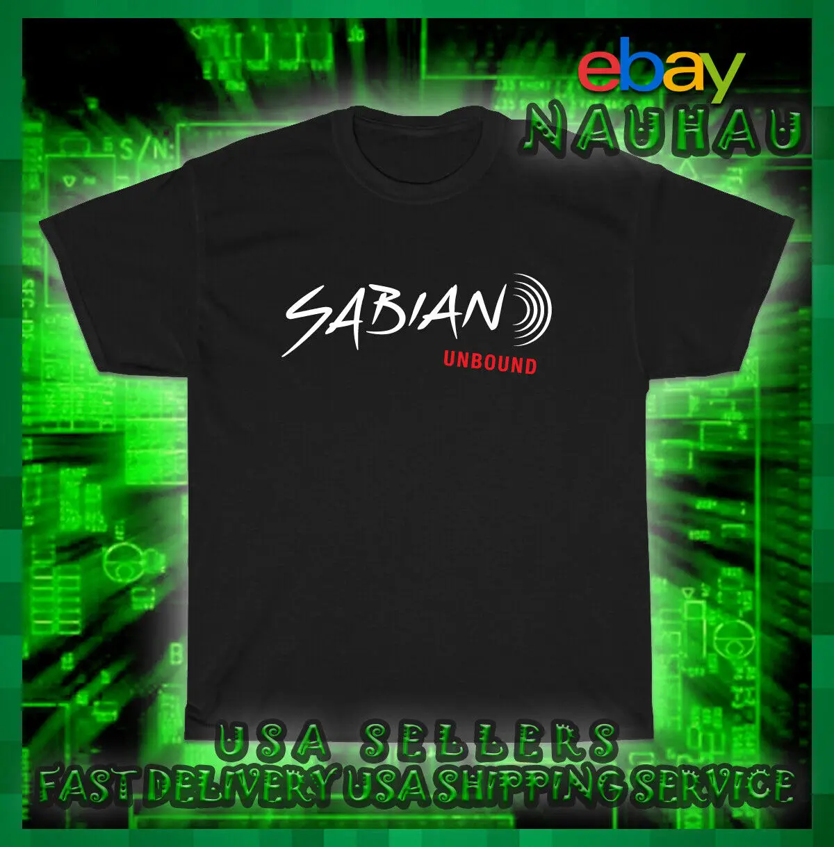 New Sabian Cymbals Drums Logo T-Shirt American Logo T-Shirt