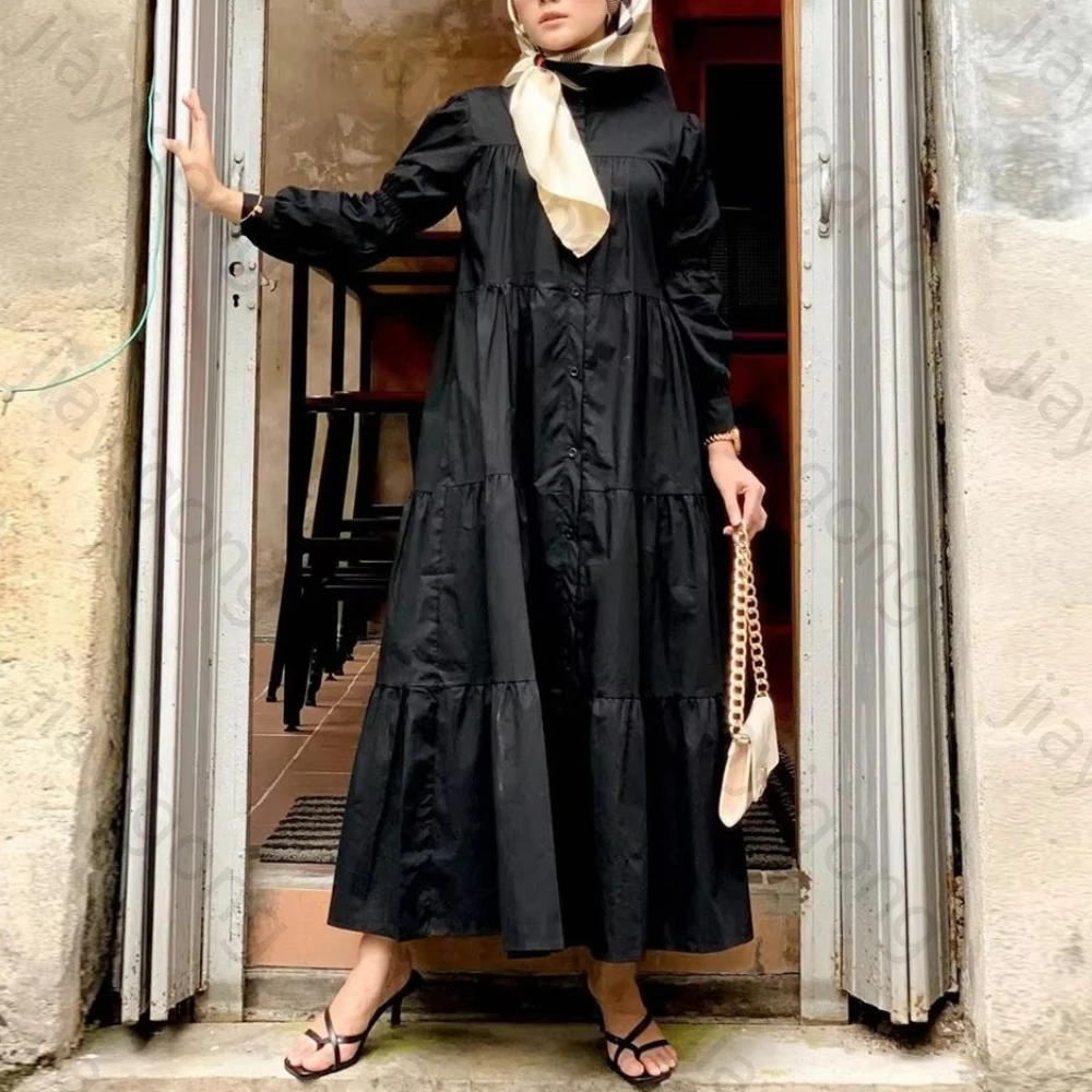 فساتين سهرة بأكمام طويلة وأزرار ذات طبقات فستان المشاهير الأنيق الرائع عالي الجودة للحفلات الراقصة للنساء حسب الطلب #4