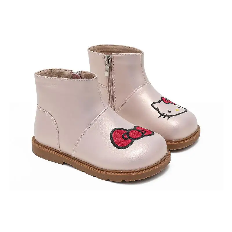 سانريو فتاة مرحبا كيتي Kawaii خفيفة الوزن موضة لينة وحيد الأحذية الجلدية طالب الكرتون الشتاء الطفل حذاء كاجوال نمط جديد