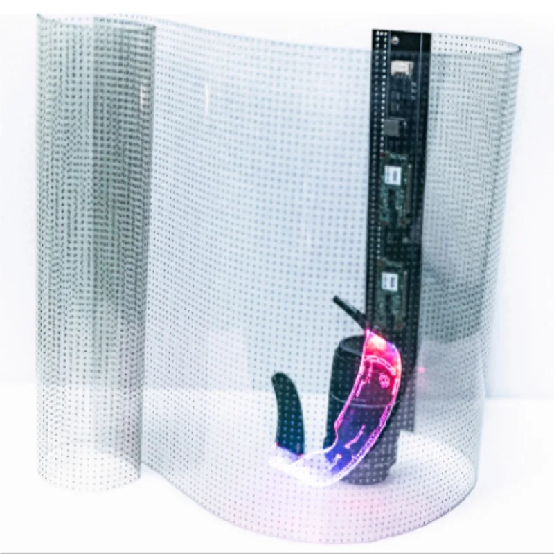 High Transparency Adhesive Flexible Transparent LED Film Crystal Screen for Glass Indoor/Outdoor Use