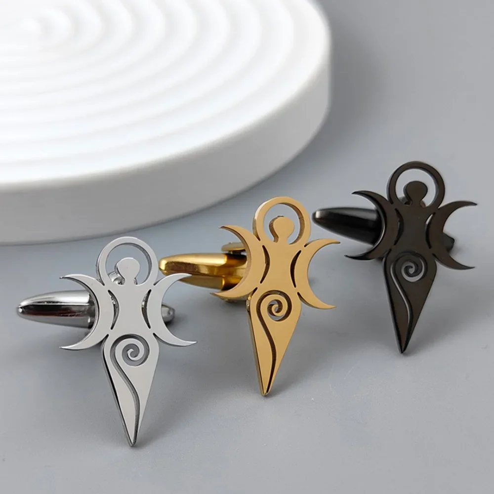 Stainless Steel Moon Female Pattern Badge Gold Plated Lucky Symbol Brooch for Men Wedding Groomsmen Suit Lapel Pin Accessories