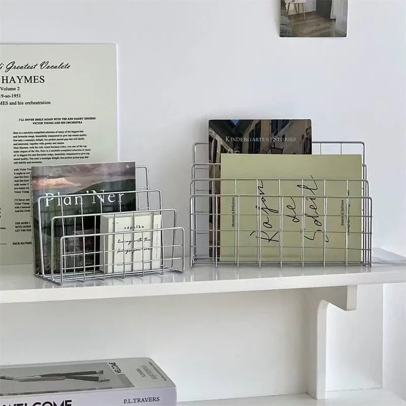 Estante de Almacenamiento de Hierro Minimalista Estilo Ins, Organizador de Escritorio, Estantería Metálica para Mesa, Estante Multifuncional para Documentos, Libros y CD