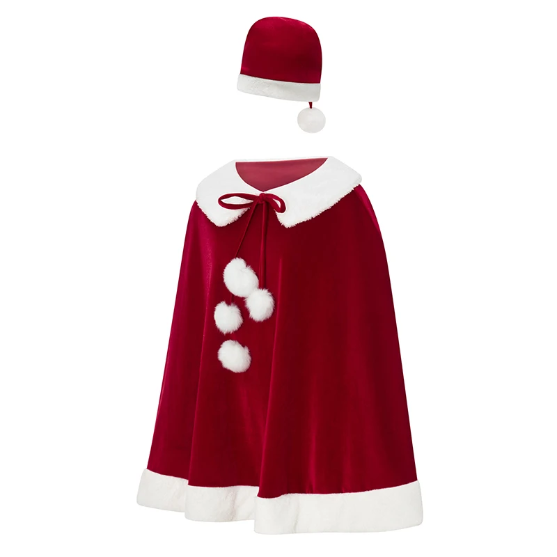 Costume natalizio Listenwind per donna Deluxe Santa scialle Poncho Party Cape Holiday Cosplay Outfit