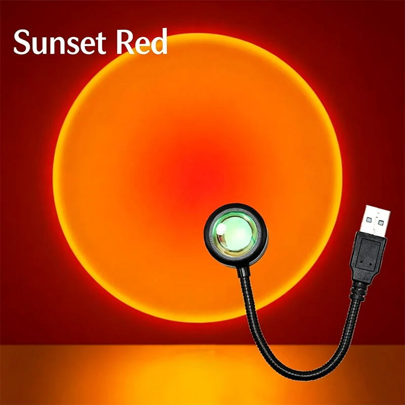 LED Sunset Light Sunset Lamp Projector USB Powered, Romantic Mood Light Neon Aurora Night Light for Bedroom Home Decoration