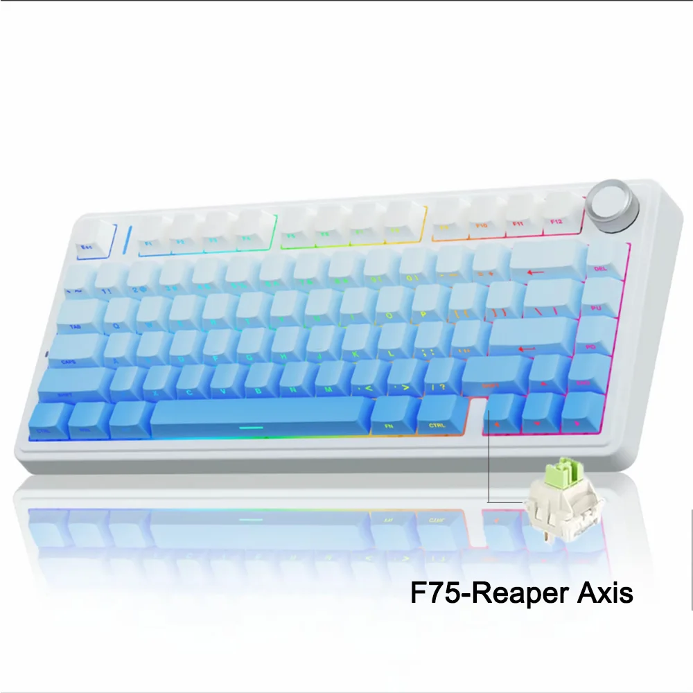 AULA F75 2.4G Draadloos/Bluetooth/Bedraad Gaming Mechanisch Toetsenbord RGB Aangepast 75% Indeling OEM Profiel Pakking Structuur