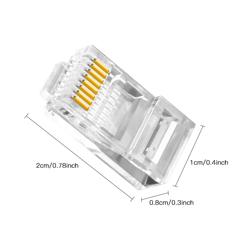 50pcs RJ45 Cat6 Connector Gold Plated Pass Through Ethernet Cables Unmodule Plug Network RJ-45 Crystal Heads