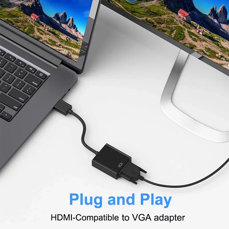 HD 1080P HDMI To VGA Cable Converter With Audio Power Supply HDMI Male To VGA Female Converter Adapter for Tablet Laptop PC TV - view 3