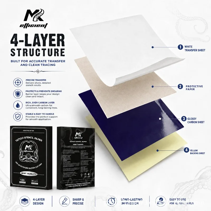 Professional Tattoo Transfer Papers 4 Layers Clear Tattoo Thermal Transfer Paper Tattoos Artists Art DIY Supplies Accesories