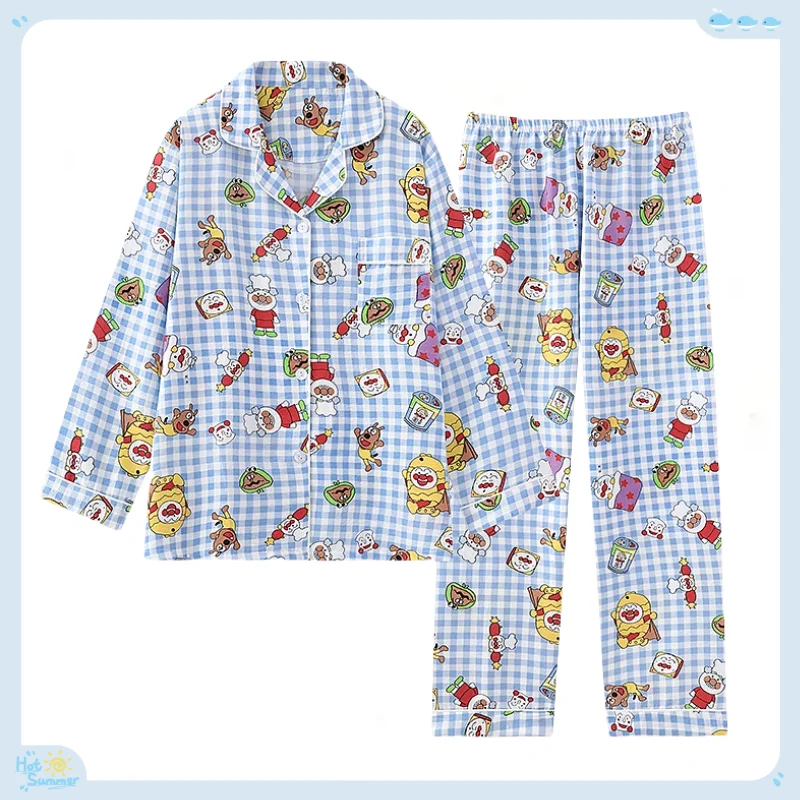 Anpanman Long-sleeved Cardigan Pyjama Set Warm Loungewear Dormitory Bedroom Interior Soft and Comfortable Cartoon Holiday Gifts