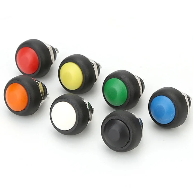5/10pcs PBS 33B Mini Samll Plastic Push Button Round Head ON OFF Momentary Switch 2 Pin 12mm Waterproof Power Reset Non-locking