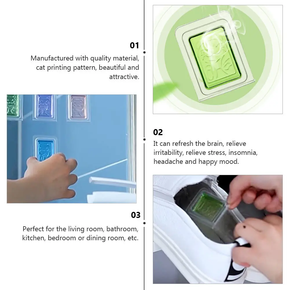 

2pcs Aroma Air Freshener Solid Perfume Cat Printing Pattern Long Lasting Fragrance Balm For Home Bathroom Kitchen Bedroom Shoe