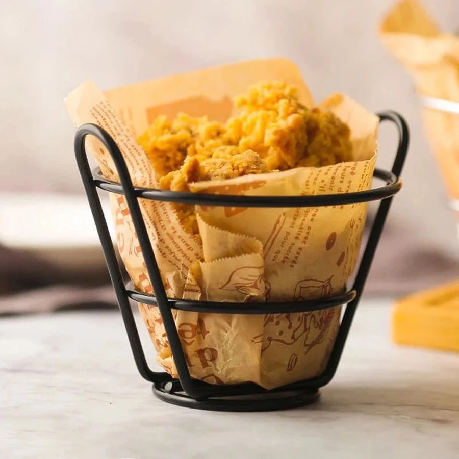 1PC snack Chip basket Creative Iron Craft snack Chip basket Round net Fried basket Fried chicken basket Bread basket