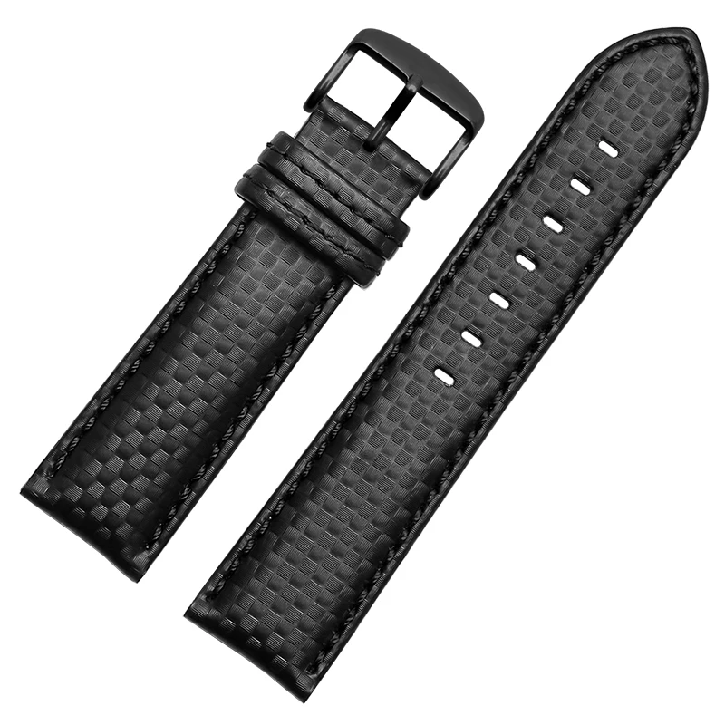 20mm 21mm 22mm 23mm Carbon Fiber Leather Black Orange White Red Line Stitching Watchband Universal Brand Watch Strap Bracelet Me