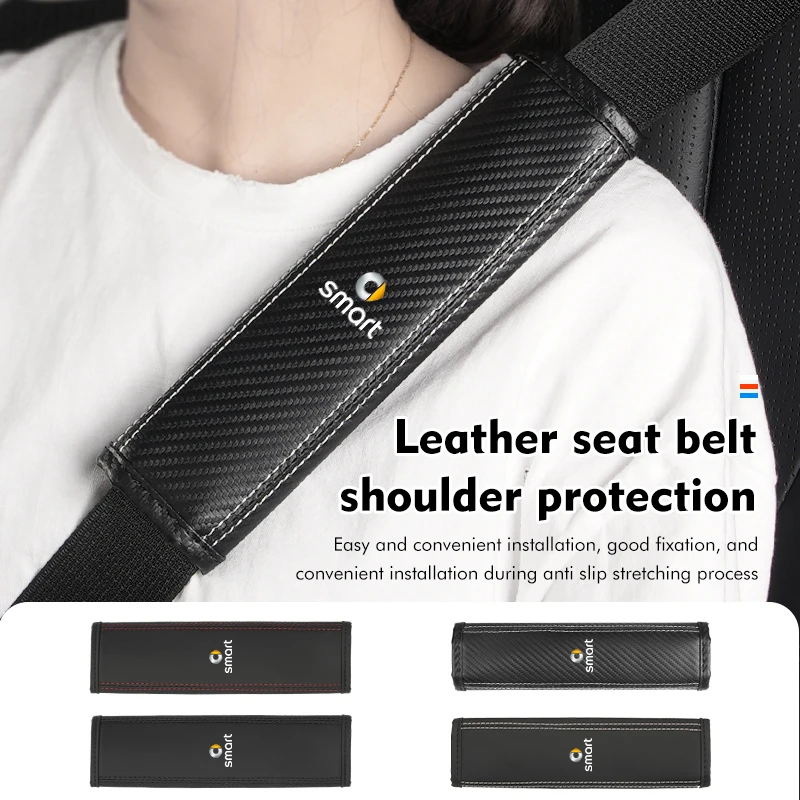 Almohadilla protectora de hombro para cinturón de seguridad de coche, accesorios de cuero para Smart Fortwo Forfour 451 453 450 452 454 Roadster Coupe
