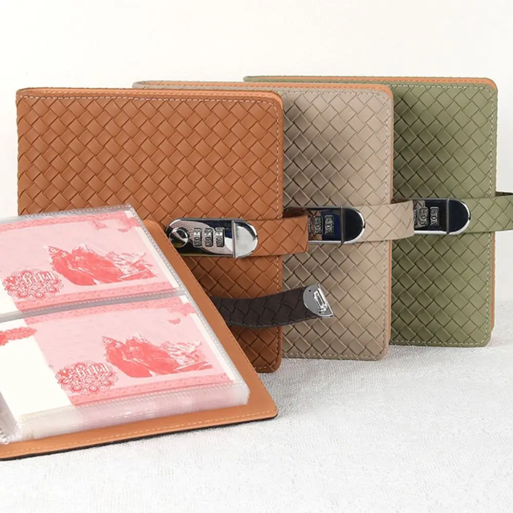 Emboss FWeaving Texture Envelop Savings Challenges Book PU Leather Savings Handbook Budget Binder with Lock Refillable