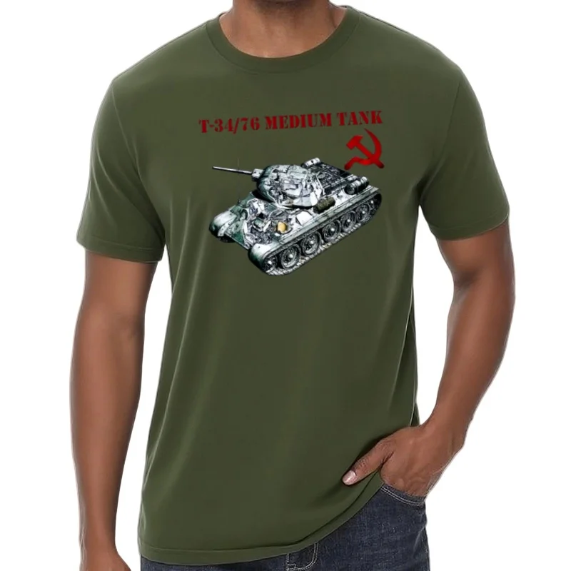 WW2 URSS Russie soviétique T 34-76 précieux T-Shirt 100% Coton O-cou D'été À Manches Courtes Casual Hommes T-shirt Taille S-3XL