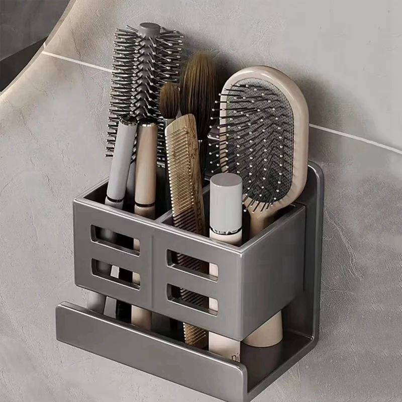 ห้องน้ําOrganizerติดผนังFlush-ฟรีกันน้ําระบายน้ําแปรงสีฟันหวีเครื่องสําอางเครื่องเป่าผมOrganizer