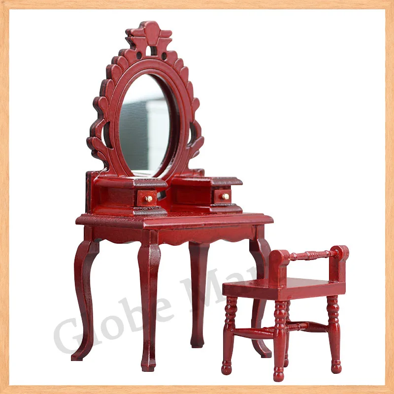 

Miniature Retro Dressing Table Stool for 1:12 Dollhouse Bedroom Scene Model Furniture Dollhouse Accessories