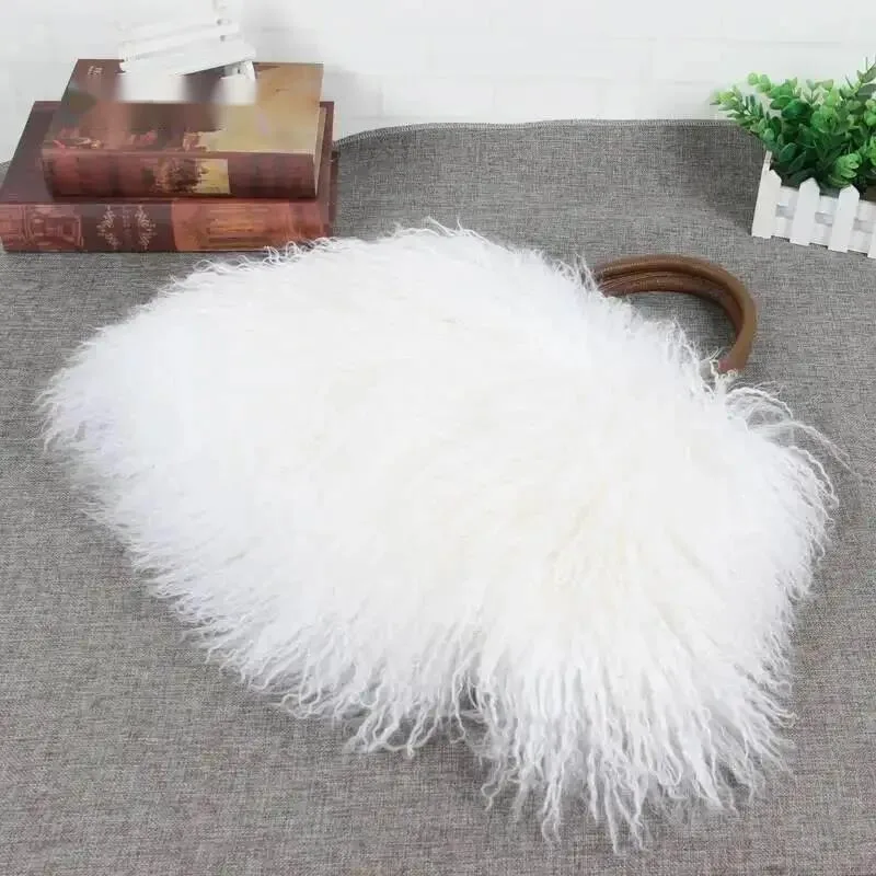 

Luxury Handbag Winter Ladies Wool Handbag Fashion Genuine Soft Warm Fur Shoulder Bag Designer Large Size Female Bag