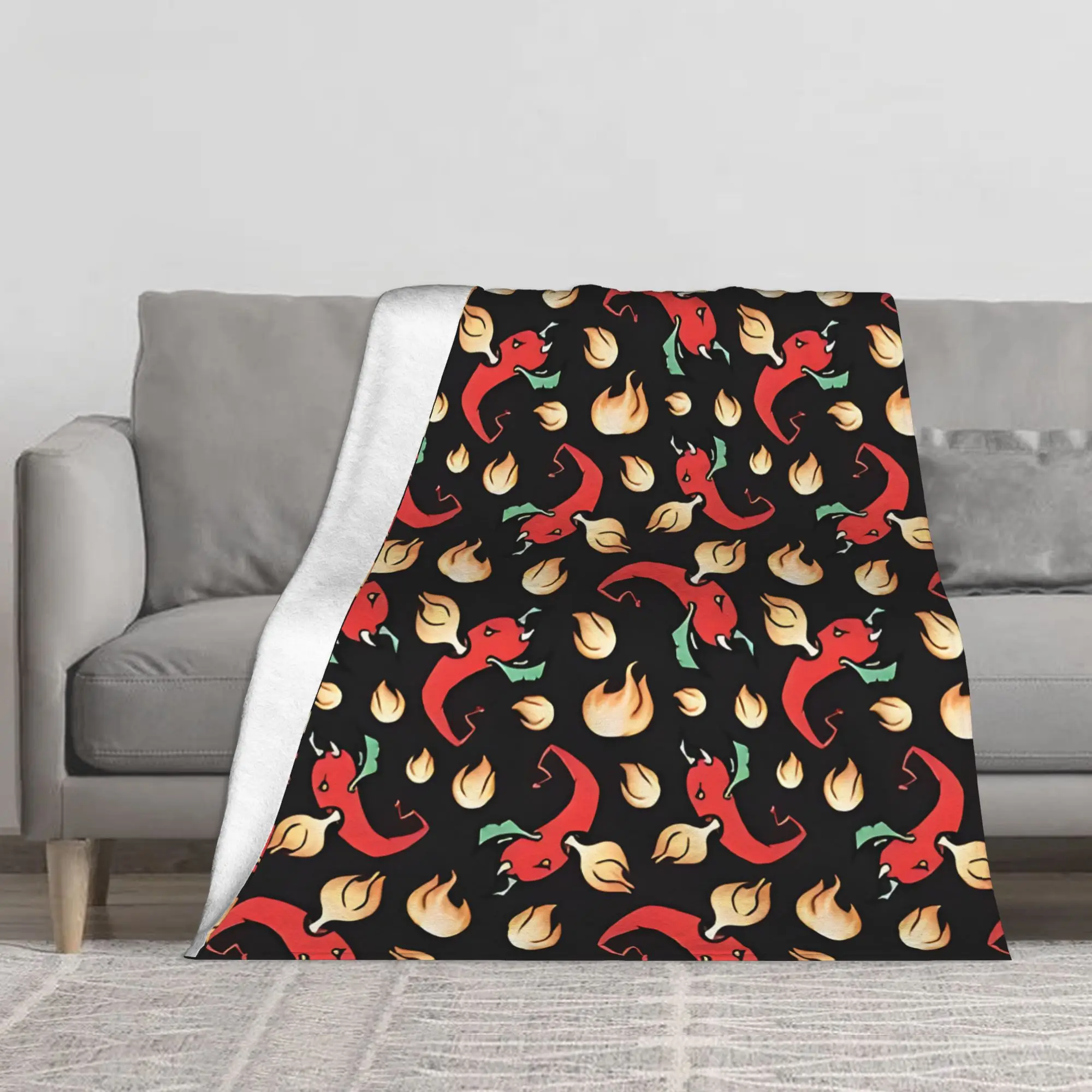 1PC Flaming Hot Devil Chili Pepper Blanket Throw Super Cosy Plush Living Room Sofa