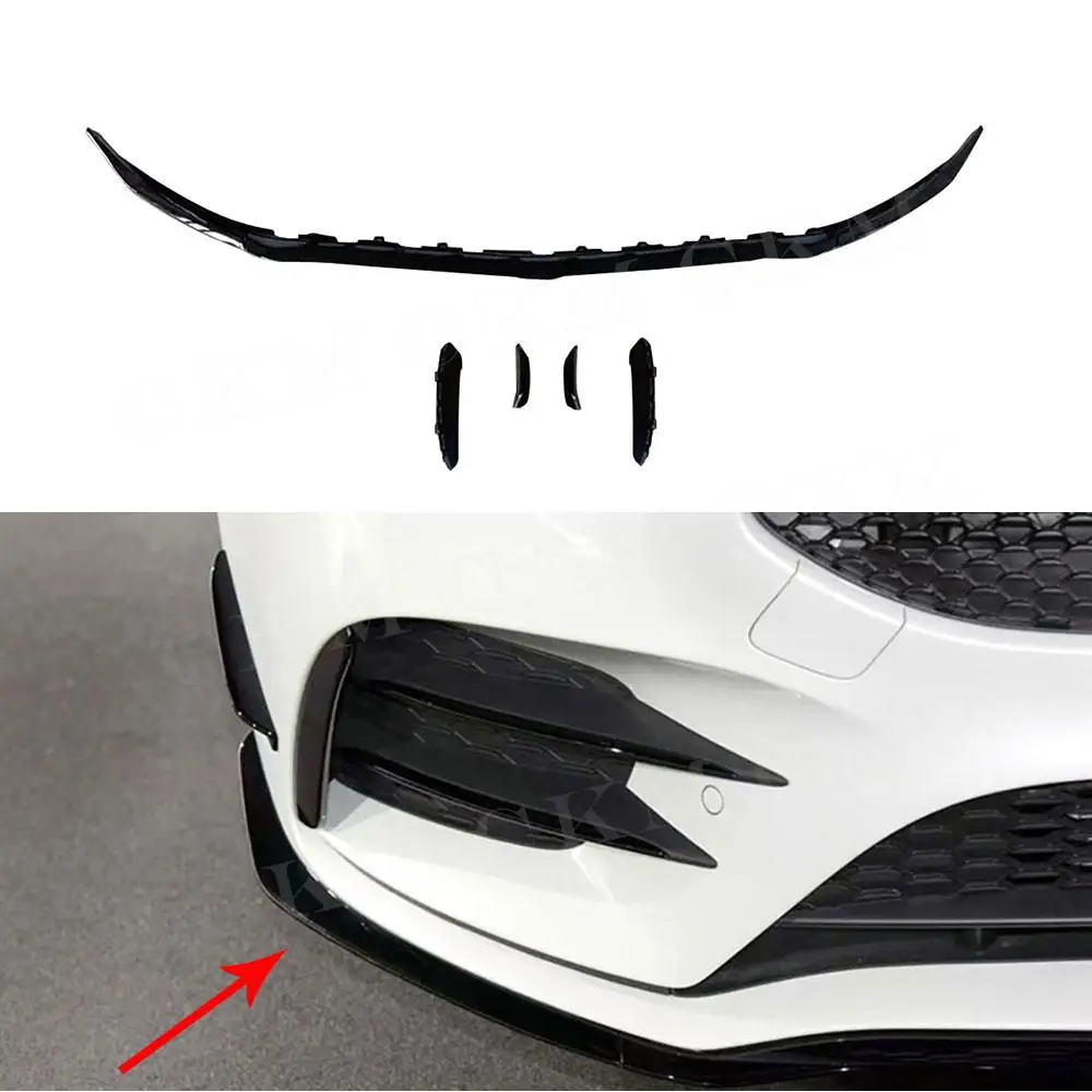 

7Pcs B Style Front Bumper Lip Front Spoiler Flaps Canard for Mercedes Benz A Class W177 A35 AMG Sedan 2019 2020 2022