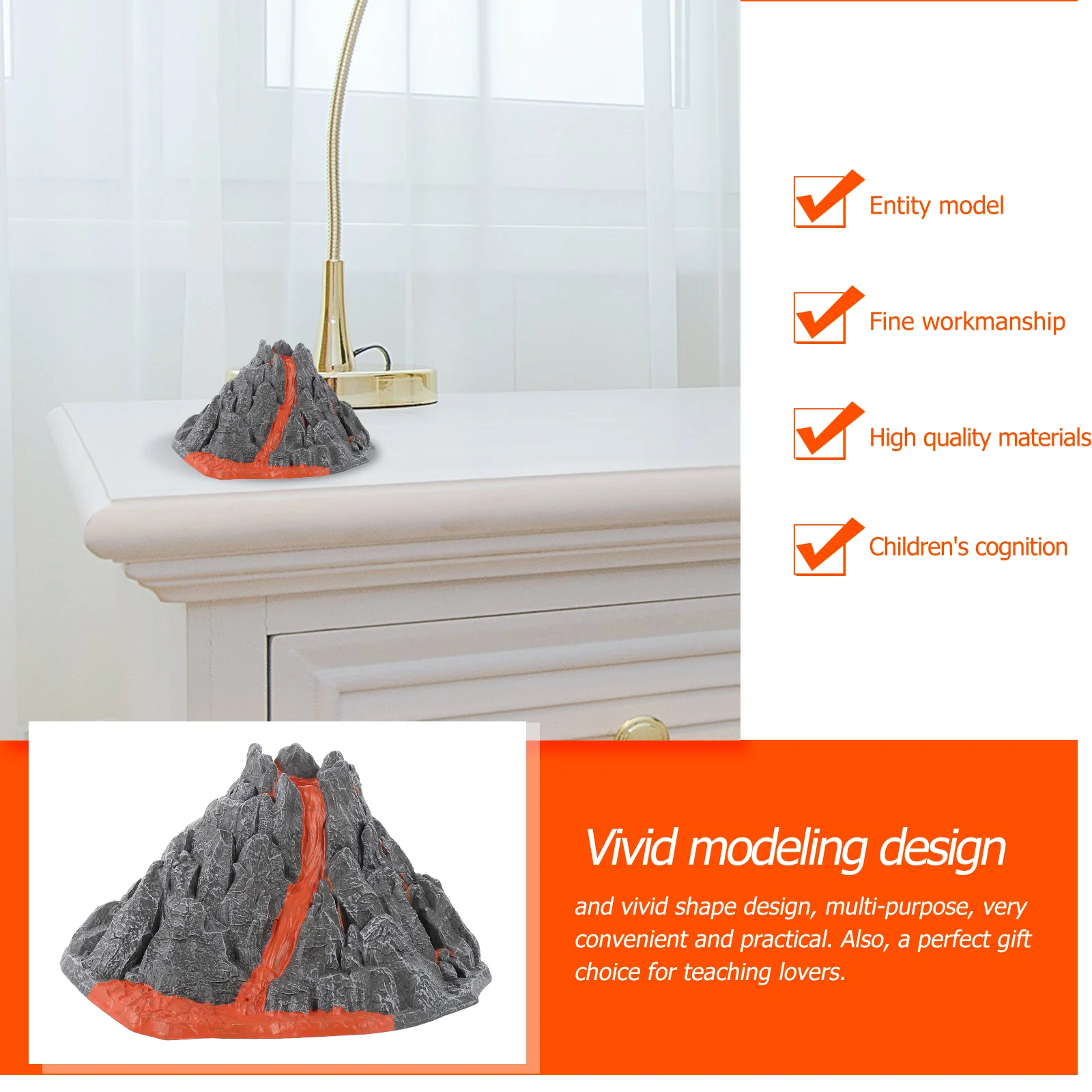 Toy Static Volcano Model Volcanic Ornament PVC Complex Micro Grey Eruption Adornment Landscape Craft Child