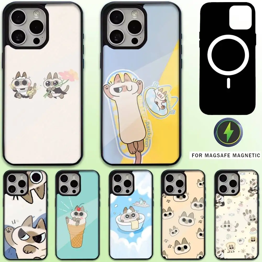 

A-Azukisan Cat Cute Phone Case For iPhone17,16,15,14,13,12,11 Plus,Pro Max Magnetic For Magsafe Wireless Charging