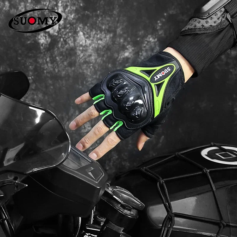 SUOMY Cycling Half-Finger Motorcycle Men's Gloves Summer Racing Riding Anti-Fall Breathable Mesh Sport Shockproof Women M/ L/ XL