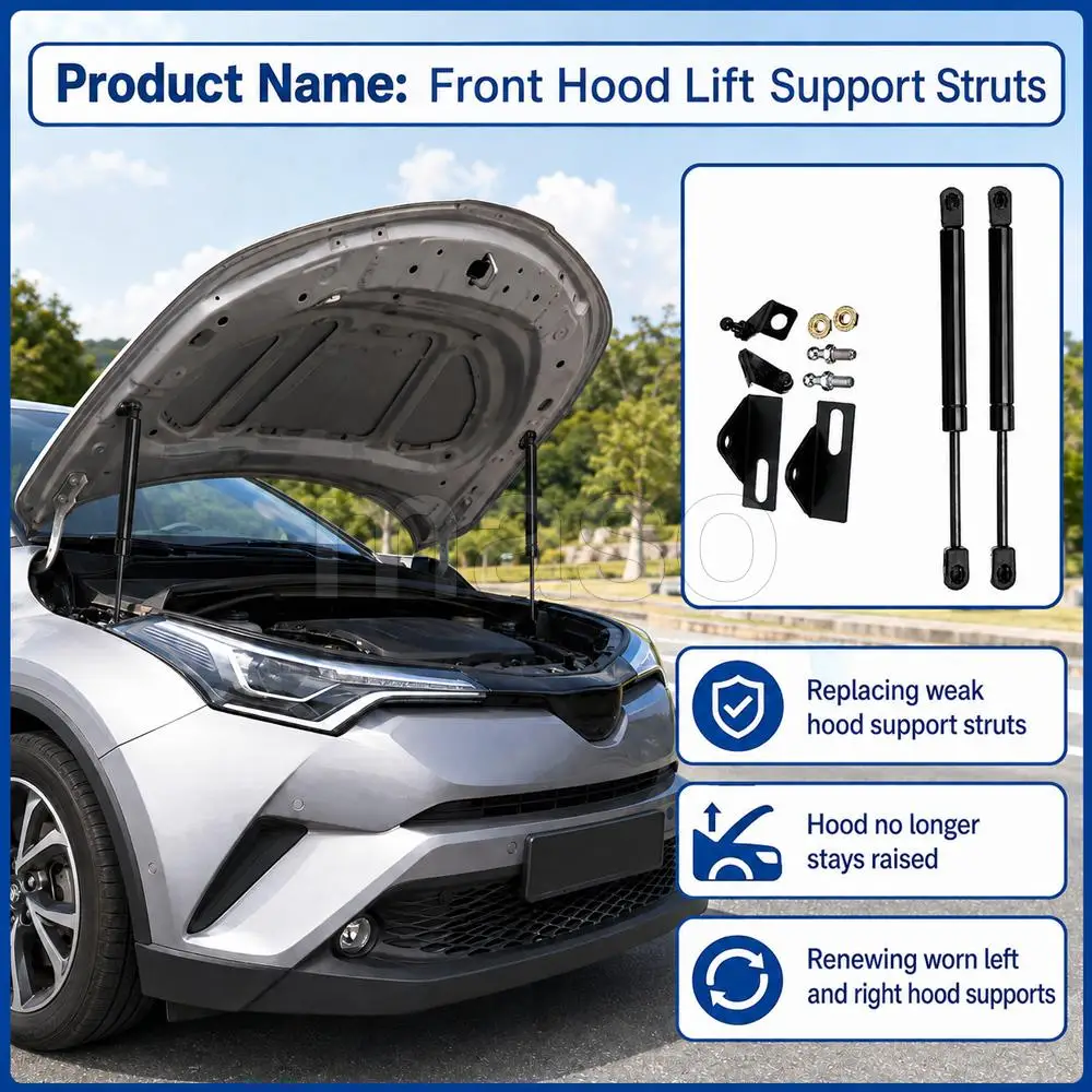 Car Front Hood Lift Support Struts Left and Right For Toyota C-HR Pre-facelift 2016 2017 2018 Durable accessories