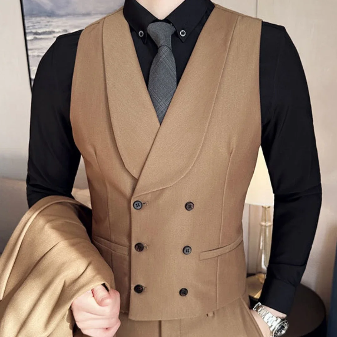 Men Vest White Shawl Lapel Waistcoat For Wedding Pockets Double Button Birthday Banquet Business Office Work Men Suit