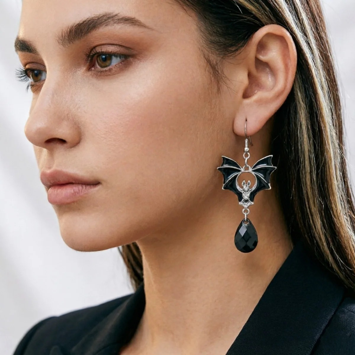 Halloween Schwarze Rote Fledermaus Wassertropfen Kristall Quasten-Ohrringe für Frauen Männer Gothic Cosplay Fledermausflügel Tier-Ohrring Schmuck – Detail 14