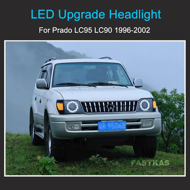 1 زوج LED ترقية المصباح ل Prado LC95 LC90 3400 2700 1996-2002 LED المصابيح الأمامية التوصيل والتشغيل مع مصابيح LED كاملة الرأس