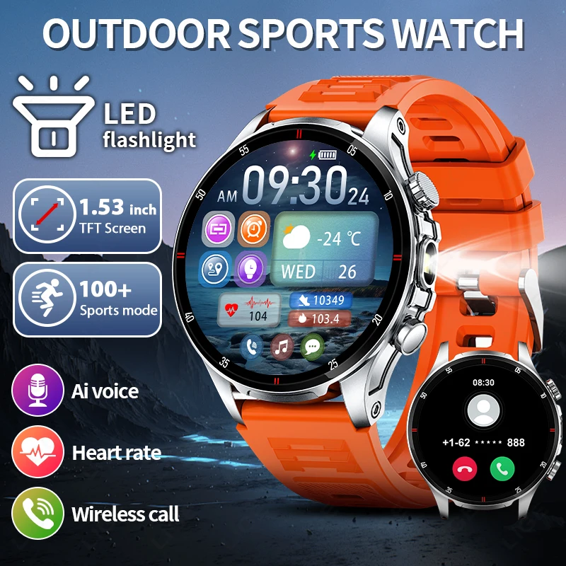 

LIGE 2025 Smart Watch Men LED Flashlight Bluetooth Call Waterproof Heart Rate Sleep Monitoring Sports Smartwatch For Android IOS