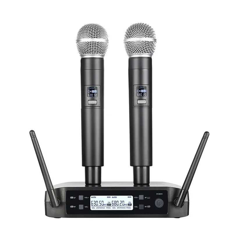 

Wireless Microphone Handheld Dual Channels UHF Fixed Frequency Dynamic Mic For Karaoke Wedding Party Band Church Show
