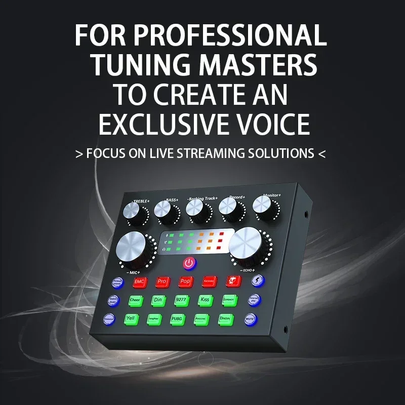 

V8s Live Sound Card Sound Mixer Podcast Karaoke Home Studio Record Professional Soundcard Mic Mixer Voice Changer