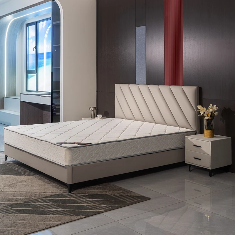 

Modern simple double Roland bed leather soft bag high-end atmosphere light luxury solid wood