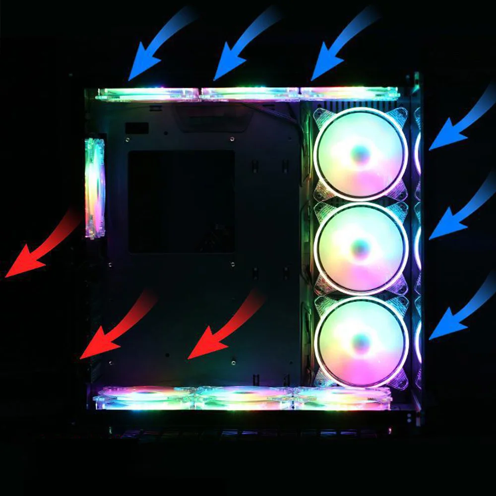 120mm 4Pin RGB Crystal Cooling Fans 12CM Kleurrijke LED Light Case Fan Warmteafvoer Computer Fan Cooler radiator Dropshipping