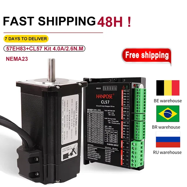 Nema23 57EH83A4001 hybrydowy silnik krokowy silnik CL57 zestaw sterownika 57X83mm zamknięta pętla 4.0A 2.6N.M 57CME26 silnik krokowy do CNC