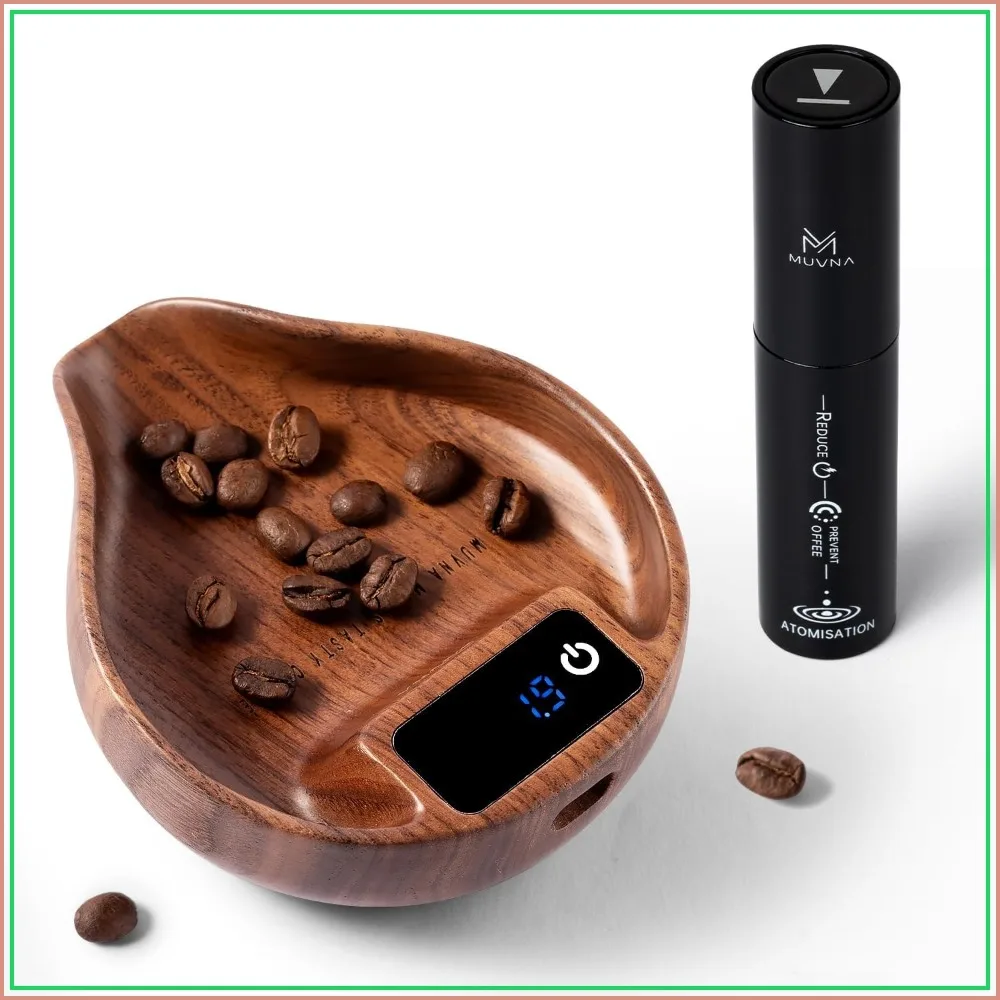 

Walnut Coffee Scale Cup & Spray Bottle Kit - Rechargeable 0.1g Precision Mini Dosing Cup with LED Display for Kitchen, Espresso, Tea, Coffee Lover Gifts