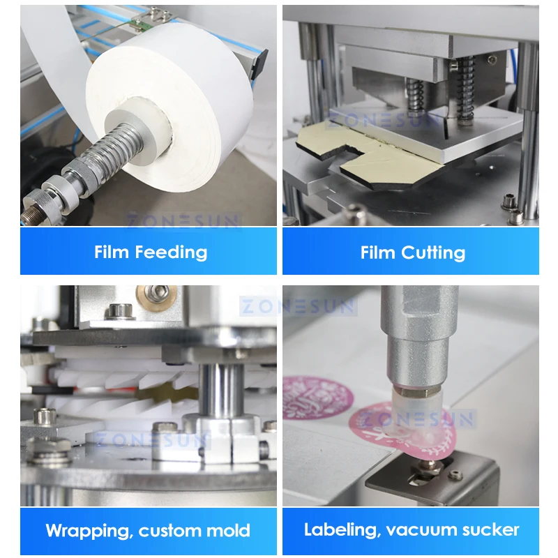 ZONESUN ZS-PK960 Automatic Soap Wrapping Machine Shampoo Bars Hair Conditioners Packing Equipment With Labeling Machine