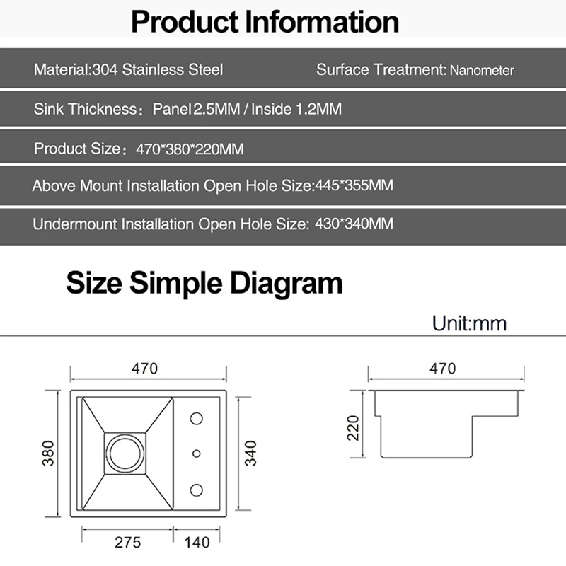 Nanometer Verborgen Bar Aanrecht Sus 304 Rvs Flip Cover Handgemaakte Wastafels Met Cup Rinser