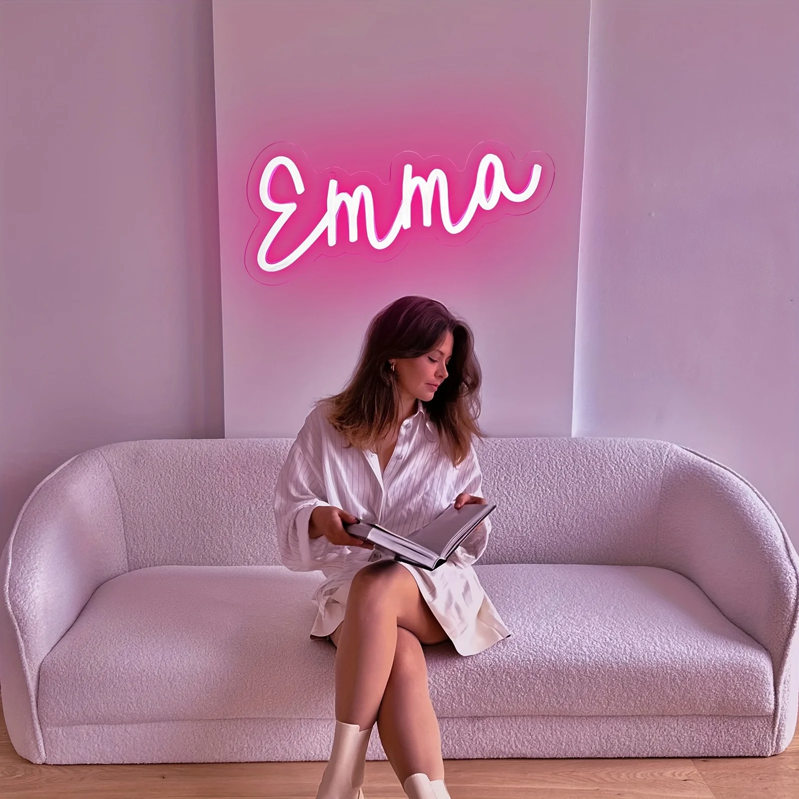 Pink Emma Neon Sign, Novelty LED Neon Light, For Bedroom, Birthday Party Decoration,For Wall Decoration, Gift For Girls