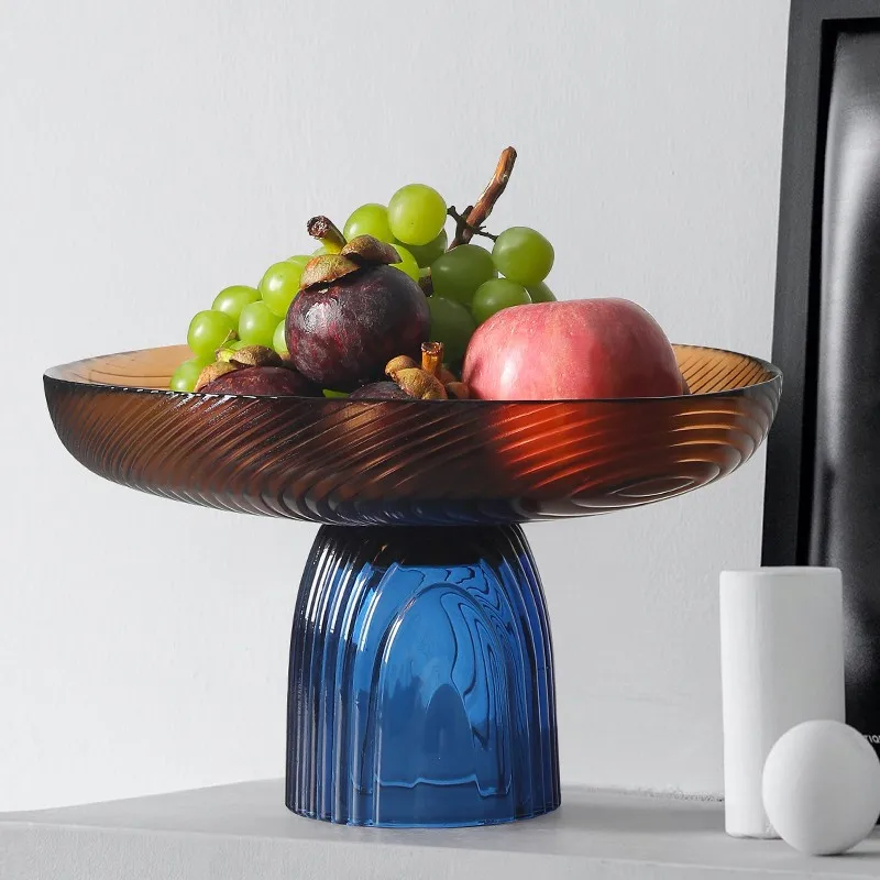 

Color matching high-grade light luxury glass fruit plate ornament living room home coffee table dining table decoration