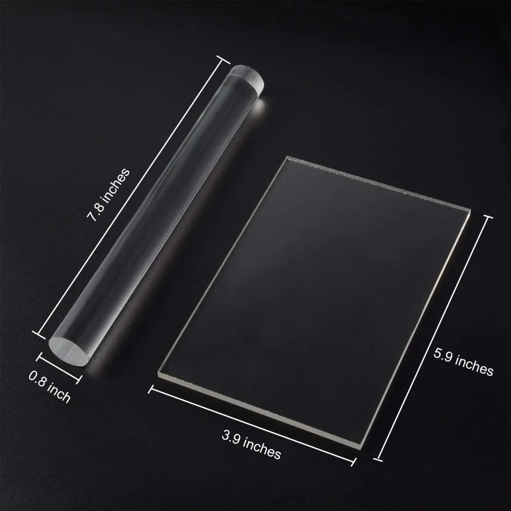 Acrylic Clay Roller with Acrylic Sheet Acrylic Round Clay Non-Stick Rollers for Shaping and Sculpting, Polymer Clay Craft Tool